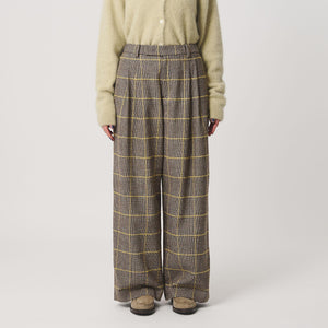 チェック ワイドタックパンツ