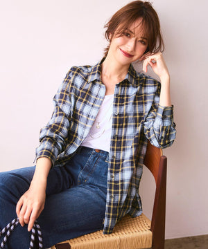 シャーリング チェック シャツ