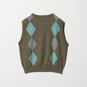 ウール アーガイル&ソリッドベスト