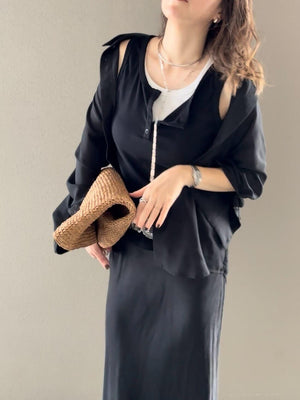 Sheer long cuffs shirt