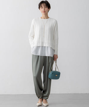 ドレープサテン 2WAY ドロスト パンツ