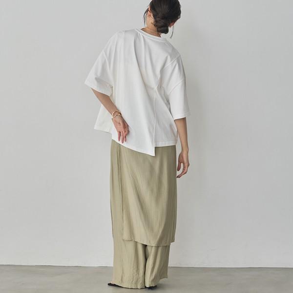 USAコットンアシンメトリーレタリングTシャツ