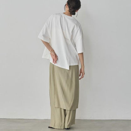USAコットンアシンメトリーレタリングTシャツ