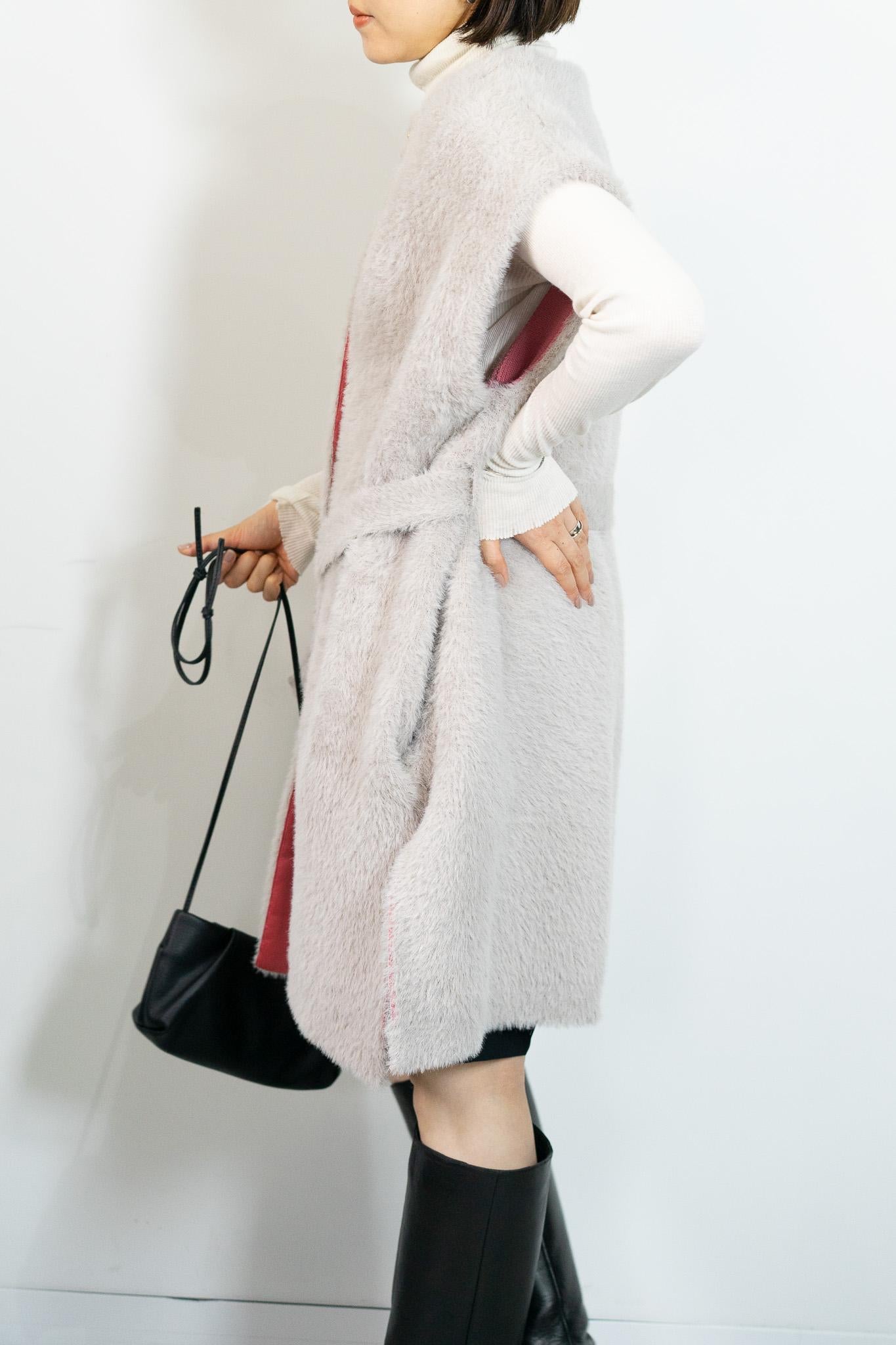 バイカラーテープシャギーニットベスト