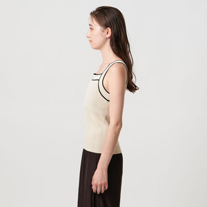 リブスクエアネック パイピングキャミソール - ウォッシャブル -