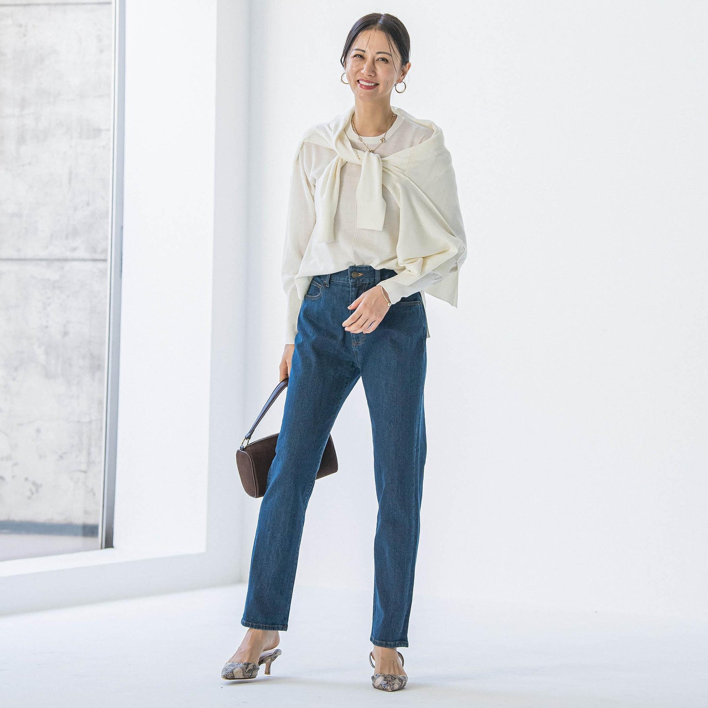 【WEB限定】ベーシックウールクルーネックニット≪洗える≫