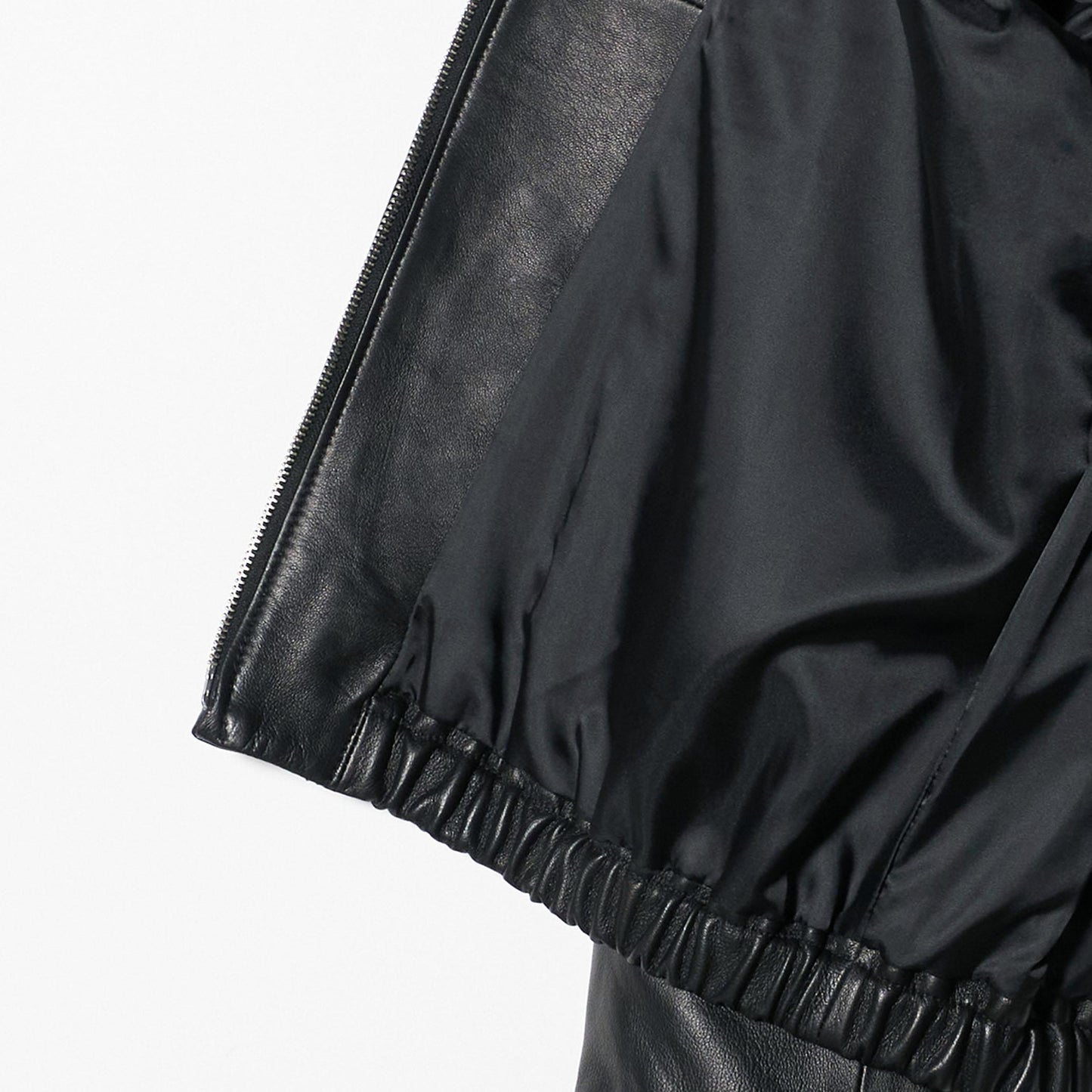 シープレザー ノーカラージップブルゾン