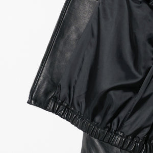 シープレザー ノーカラージップブルゾン