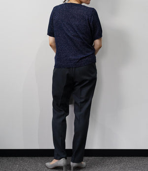 ラメニットハーフスリーブトップス