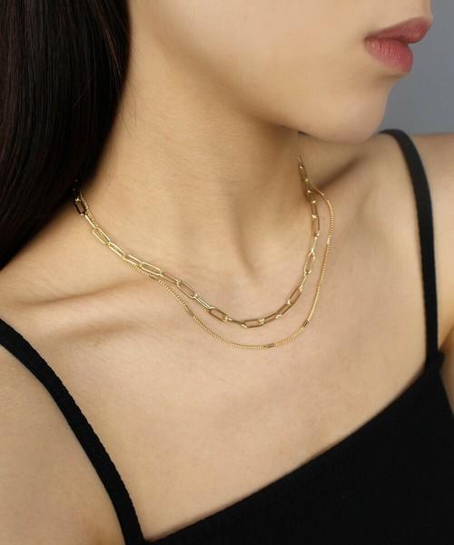 オーバルチェーンツインネックレス