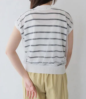 チュールレイヤードボーダーニット