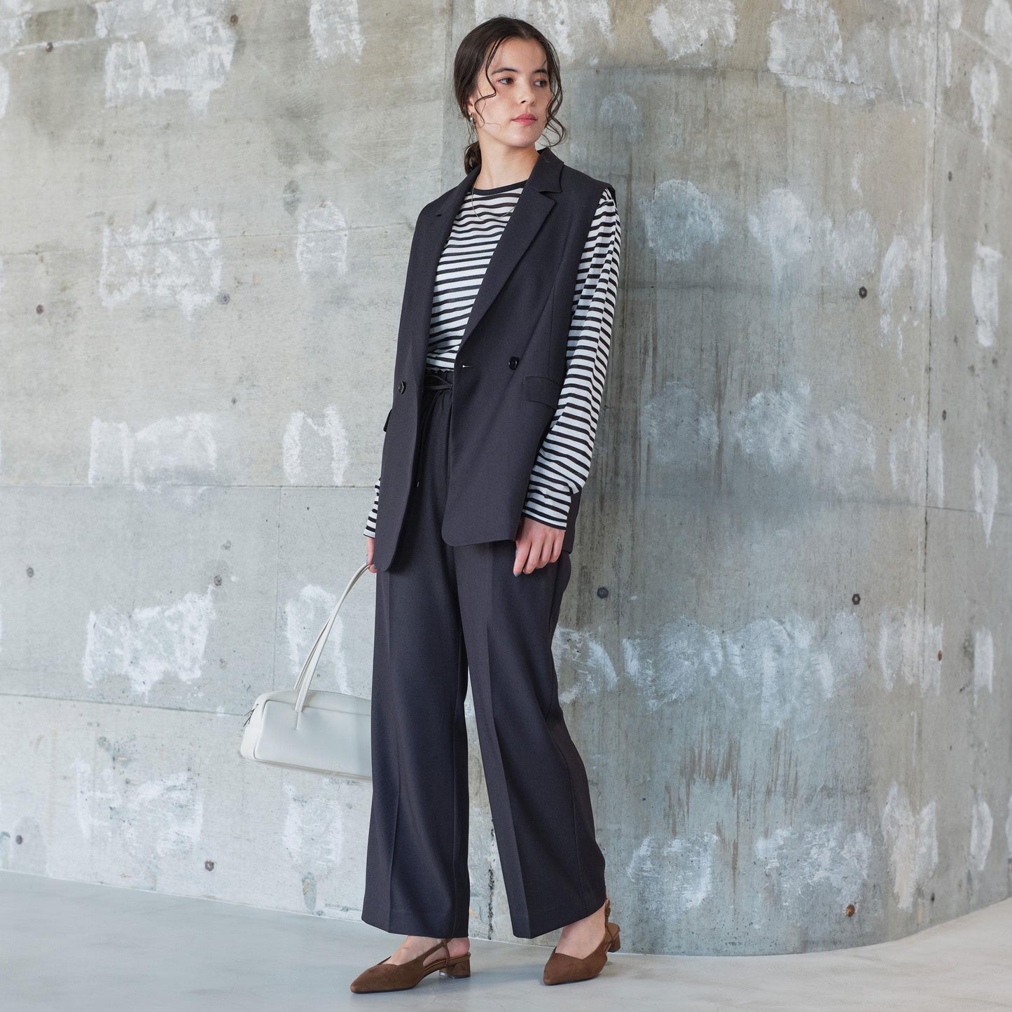 ツイードライク ジレ マシンウォッシャブル 帯電防止