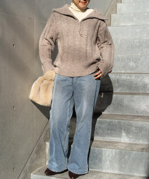 ハーフジップニット