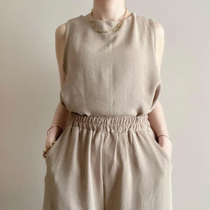 ノースリ ワイドスラックスセットアップ