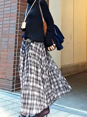 チェックシフォンスカート