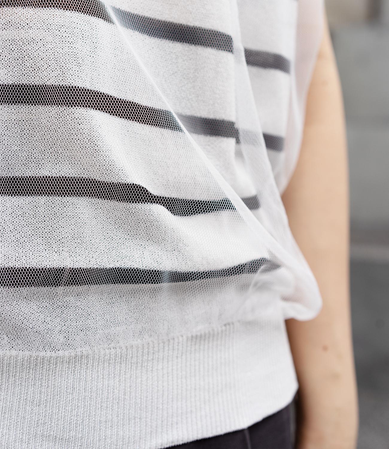 チュールレイヤードボーダーニット