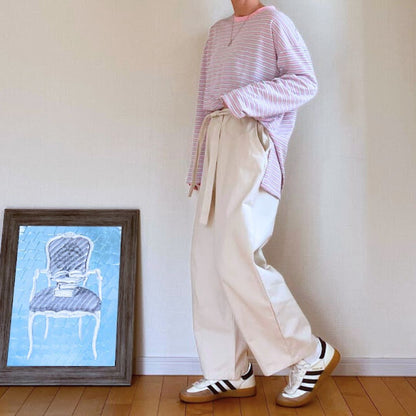 ベルト付きコットンカーブパンツ