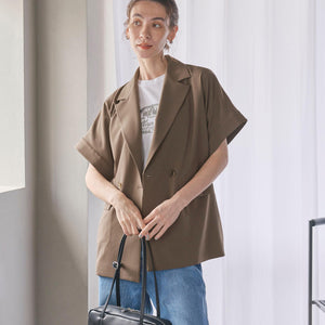 【WEB限定 Wardrobe DAILY MINIMAL】ハーフスリーブ ドルマンジャケット -ウォッシャブル-