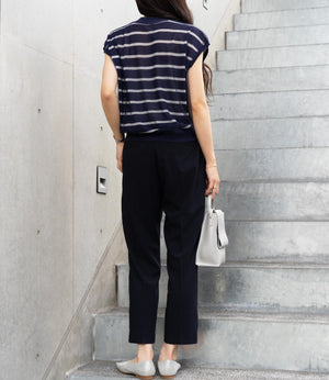 チュールレイヤードボーダーニット