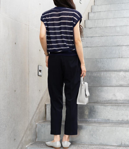 チュールレイヤードボーダーニット