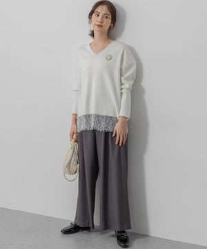 レースモチーフニットプルオーバー