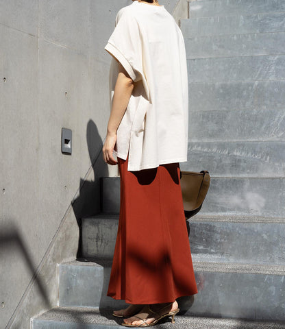 【接触冷感】フレンチスリーブチュニックカットソー