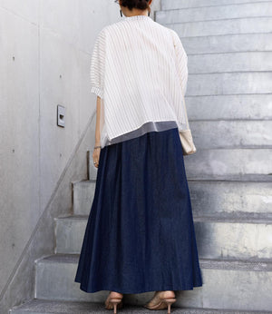 チュールレイヤードドレープブラウス