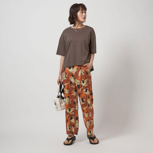 アート フラワー プリント パンツ