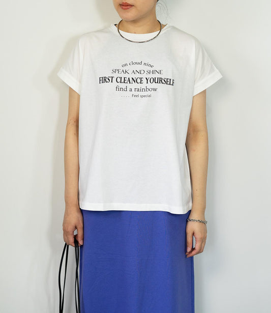 【接触冷感】レタリングフレンチスリーブTシャツ