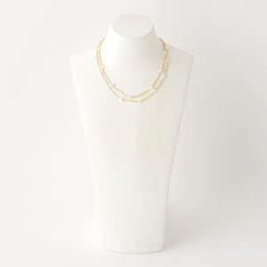 メタルビーズ×パールモチーフ ネックレス