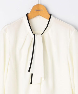 ウォッシャブルストレッチジョーゼットボウタイ風ブラウス