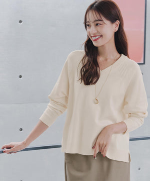 ラグランニットトップス