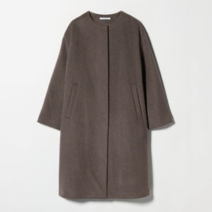 毛ナイロン ノーカラーコート