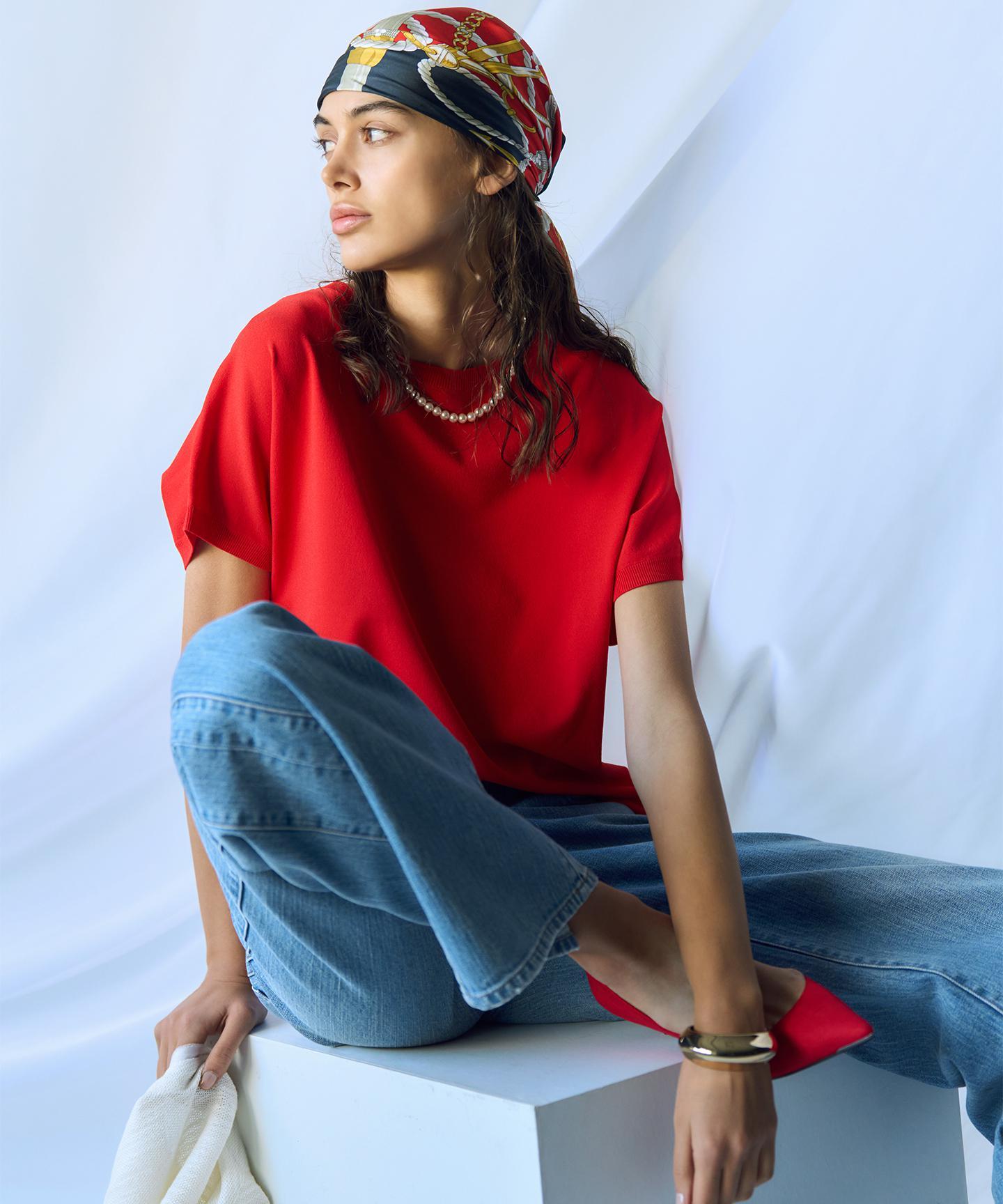 デニム ライン ワイドパンツ