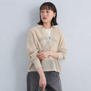 メッシュ スキッパー ニット プルオーバー -ウォッシャブル-