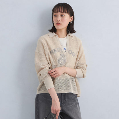 メッシュ スキッパー ニット プルオーバー -ウォッシャブル-