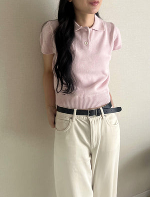 襟付きニットポロ