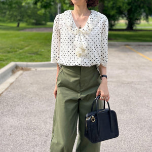 水玉レースブラウス