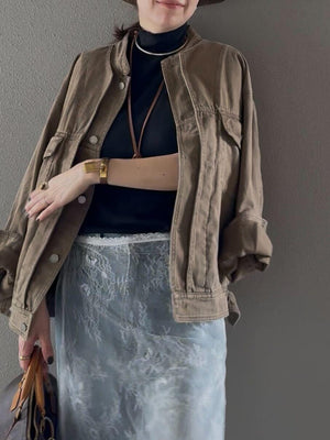 ノーカラーウォッシュブルゾン