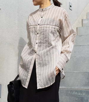 シアーストライプパイピングシャツ
