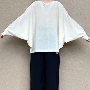 リネンざっくりニットケープ