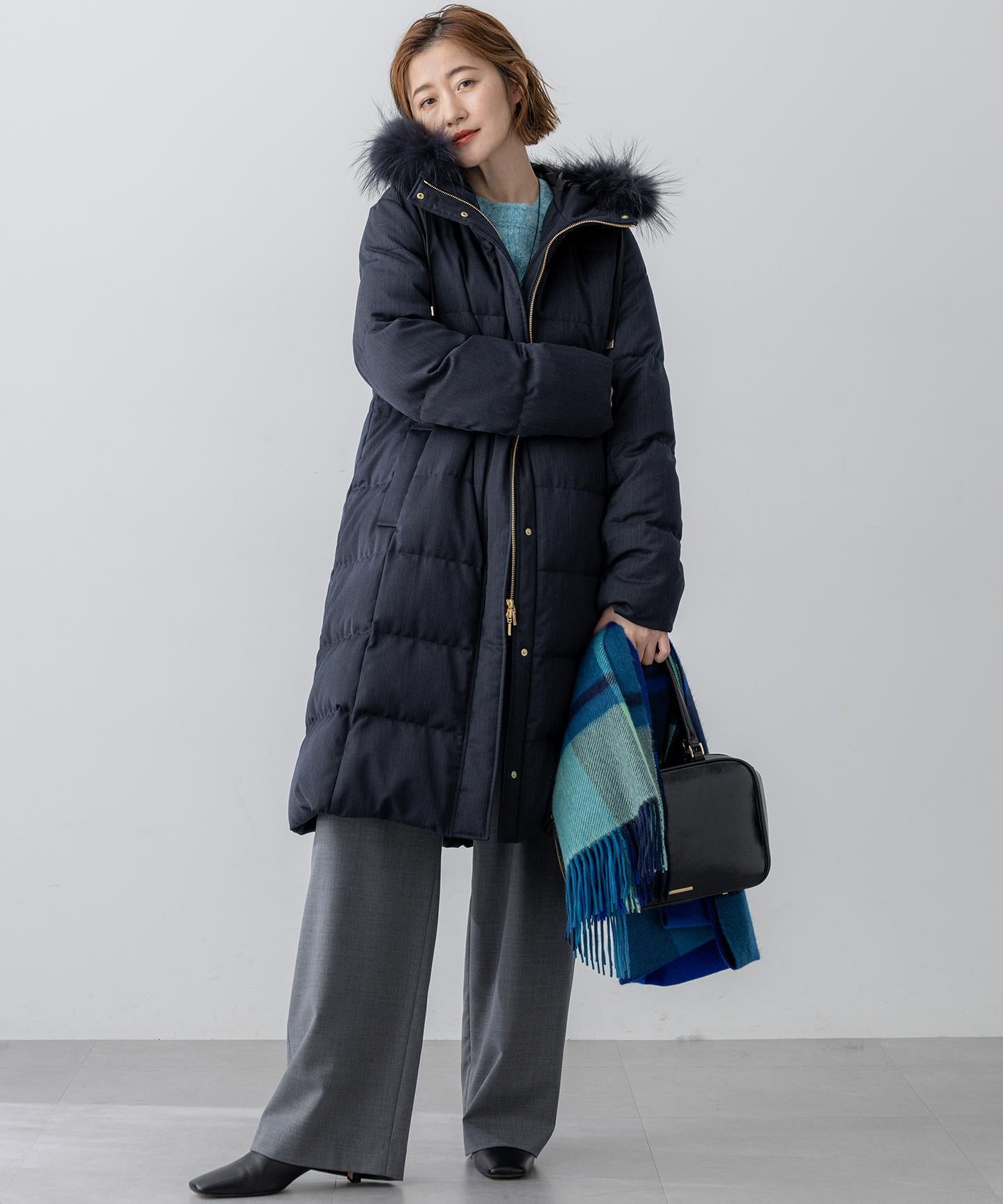 カシミヤ チェック ストール