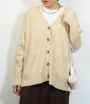 カシミアライクバイカラーカーディガン