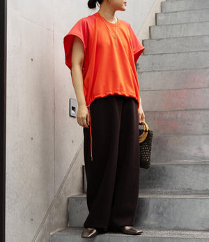 異素材切り替えドロストラグランカットソー