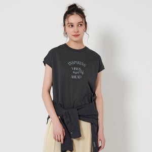 コットン ロゴプリント フレンチスリーブ Tシャツ