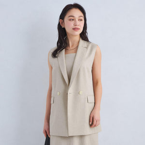 リネンライク ジレ -マシンウォッシャブル・ストレッチ-