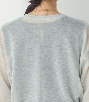 バイカラーシアーニットカーディガン