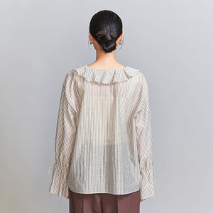 ストライプ ラッフルシャツ