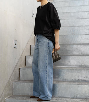 異素材ドッキングドルマンカットソー