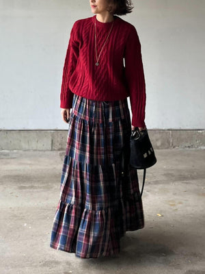くすみタータンチェックティアードスカート